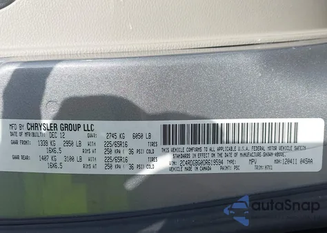2013 Dodge Grand Caravan American Value Pkg from USA, damaged, VIN 2C4RDGBG0DR619594